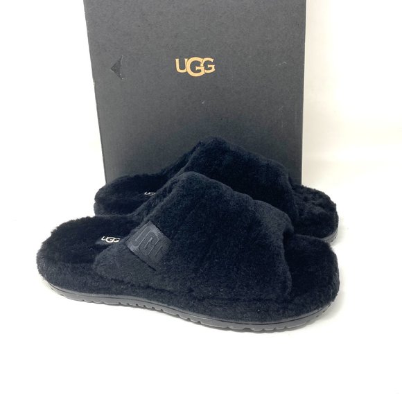 UGG Men's Women's Size 1117473 BTFL Fluff You Fur Black Slides Slippers Sandals - Picture 5 of 9
